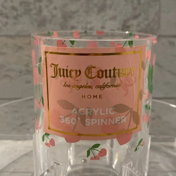 Juicy Couture Home Cherry Hearts Print Acrylic 360 Spinner Cosmetics Holder - Picture 3 of 10
